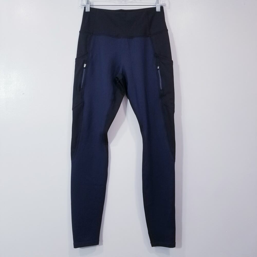 Athleta Women size Small Two tone Zip Pockets Yoga Pants Leggings Workout